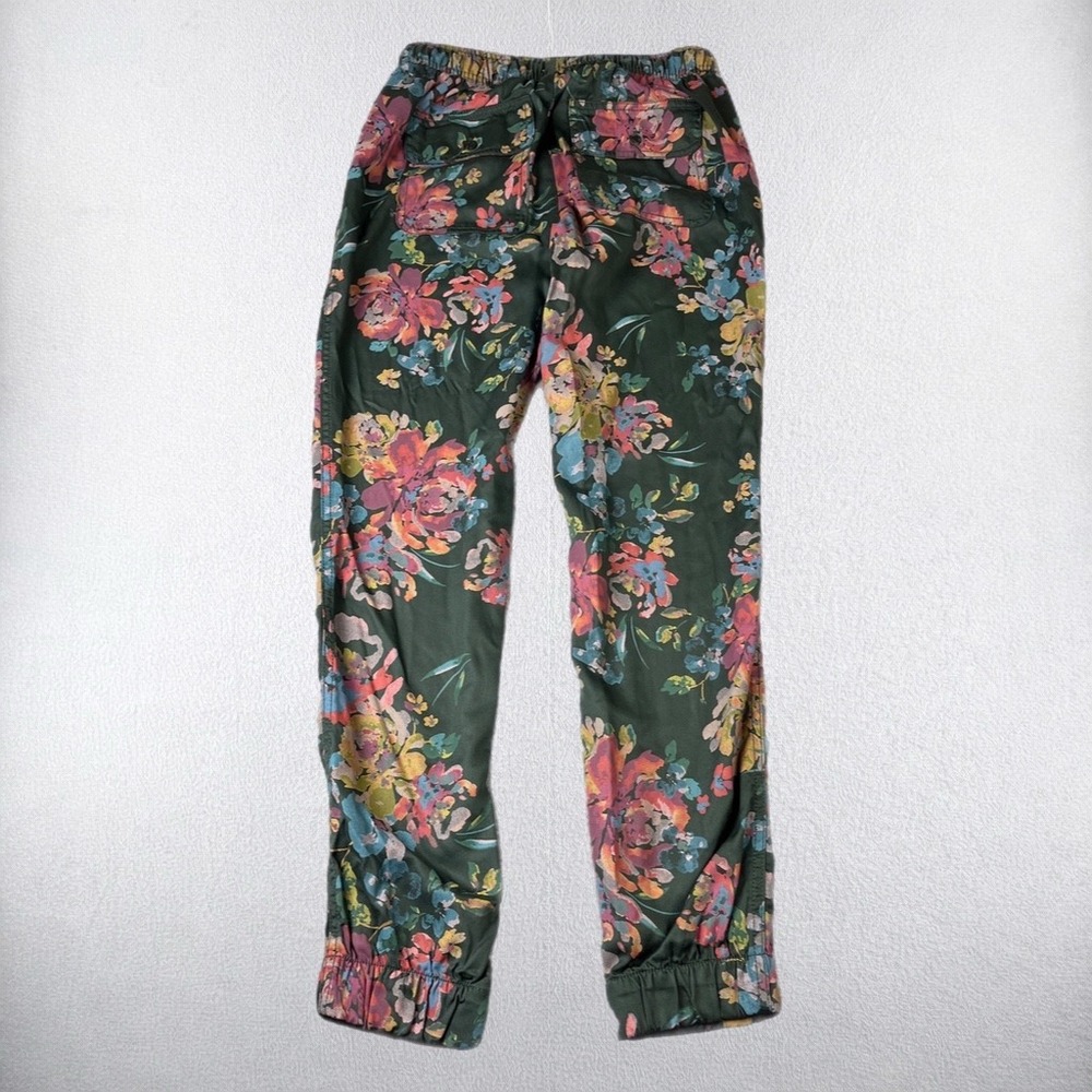 Nicole Miller New York Joggers Womens XS Green Floral Lyocell Pants